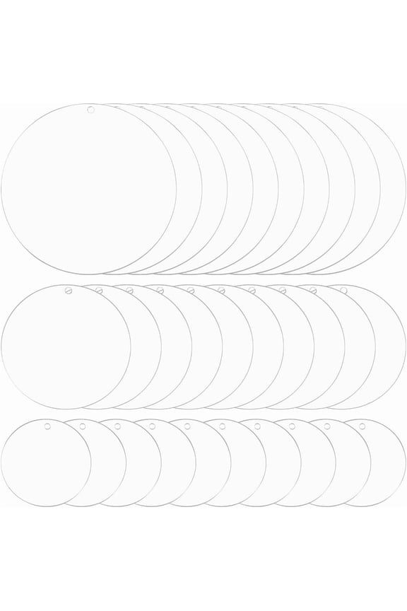 1 Box 30Pcs 2'' 3'' 4'' Large Round Acrylic Blanks Ornament Plastic Blank Keychains Bulk White Disc Holiday Clear Christmas Ornaments Blanks