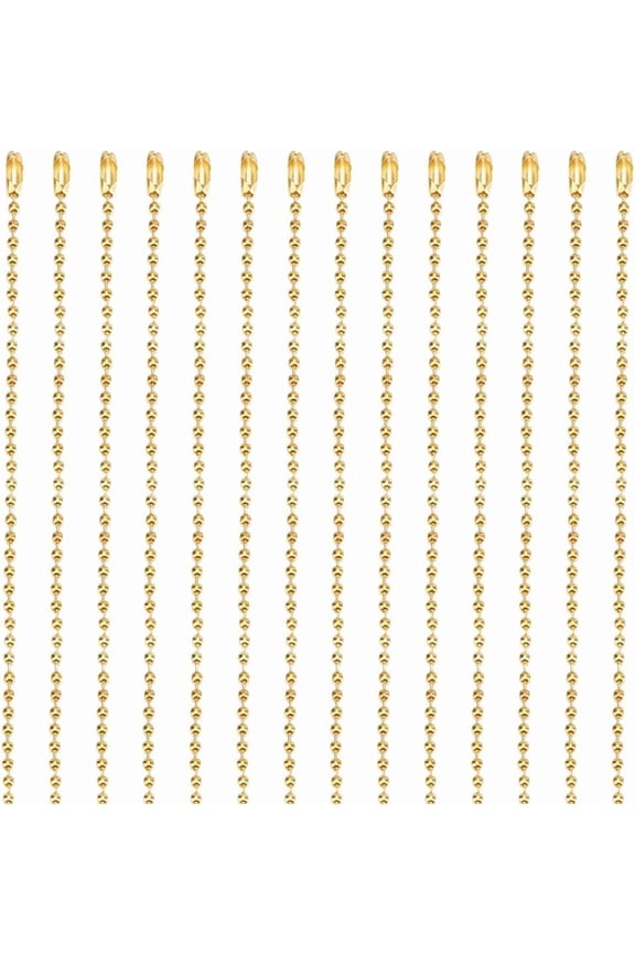 1 Box 30Pcs 24 Inch Ball Chain Necklace Bulk Gold Ball Bead Necklace Chains Metal Adjustable Iron Ball Beads Chain with Connector Clasp for Jewelry Making Chains Supplies DIY Necklace Crafts Gold