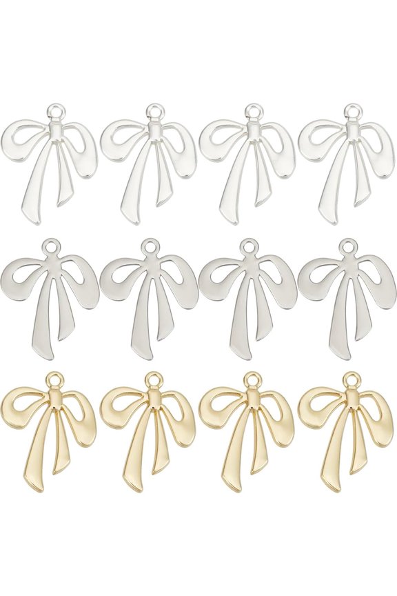 1 Box 30Pcs 3 Colors Bowknot Charms Pendant Charm Alloy Vintage Platinum Gold Tie Knot Pendants Charms for Jewelry Making Charms Bracelet Necklace Keychain Supplies DIY Craft Decorations