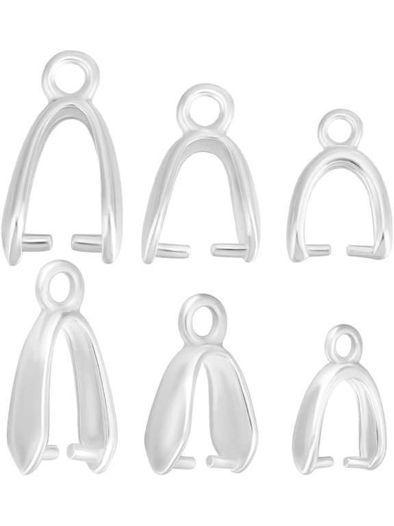 1 Box 30Pcs 3 Sizes 925 Sterling Silver Plated Pendant Pinch Bails Ice Pick Pinch Clip Bail Clasps Connectors Charm for DIY Necklace Jewellery Making for DIY