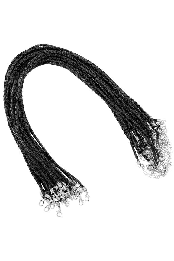 1 Box 30Pcs 43cm/16.9 Inch Necklace Cord Necklace String Cord Black Thin Imitation Leather Rope Chain with ClaspDIY