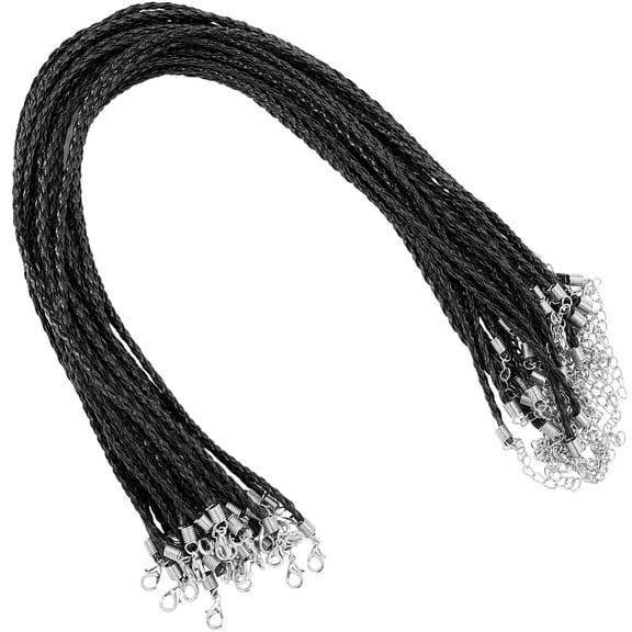 1 Box 30Pcs 43cm/16.9 Inch Necklace Cord Necklace String Cord Black Thin Imitation Leather Rope Chain with ClaspDIY