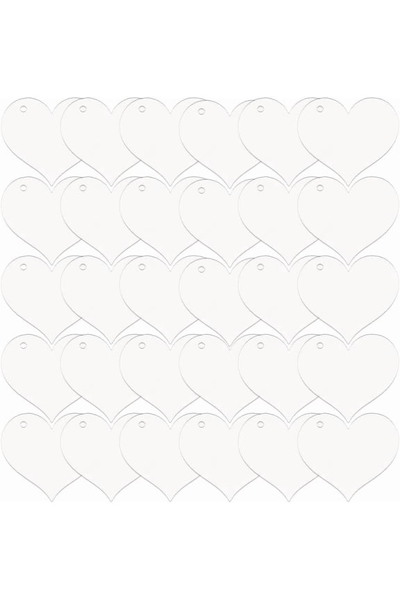 1 Box 30Pcs Acrylic Heart Blanks Keychain Blanks Clear Heart Shaped Disc Ornament with Hole Transparent Pendants