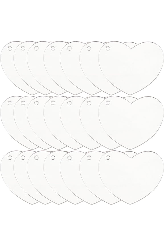 1 Box 30Pcs Acrylic Ornament Blanks Heart Discs Keychain Charms 2in Transparent Acrylic Blanks Clear Key Chain Charm Bulk DIY