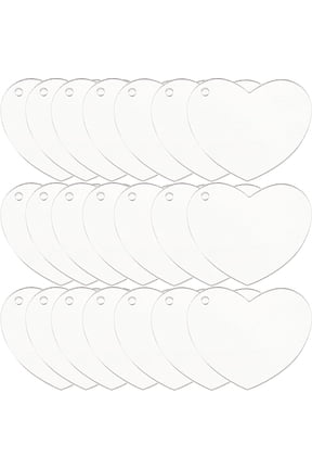1 Box 30Pcs Acrylic Ornament Blanks Heart Discs Keychain Charms 2in Transparent Acrylic Blanks Clear Key Chain Charm Bulk