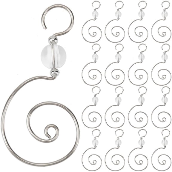 1 Box 30Pcs Crystal beaded Christmas Ornament Hooks Tree Ornament Hanging Hooks S Shaped Decorative Accessories Acrylic Wire Hanger Metal Hooks for Wall Party Home Decoration Holiday Supplies