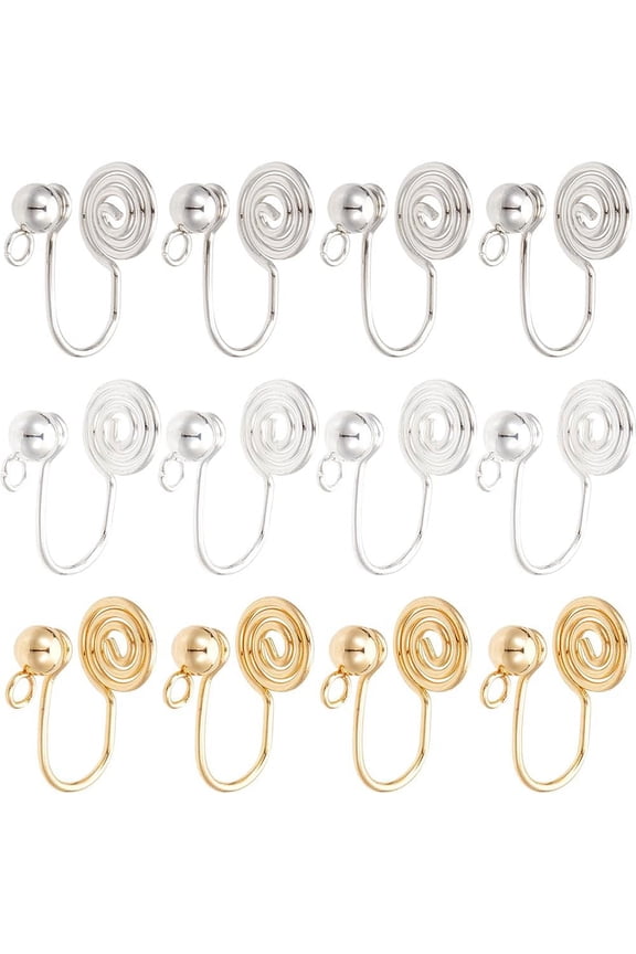1 Box 30Pcs Cuff Earring Converters Stainless Steel Cuff Findings Clip Non Pierced Wire Wrap Vortex Earring Clip with Vertical Loop Gold Ear Converter for Jewelry Making Supplies DIY Crafts colorful