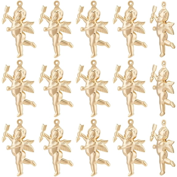 1 Box 30Pcs Cupid Charms 24K Gold Plated Guardian Love Cherub Charms Valentine's Day Craft Supplies for DIY Jewelry Making DIY