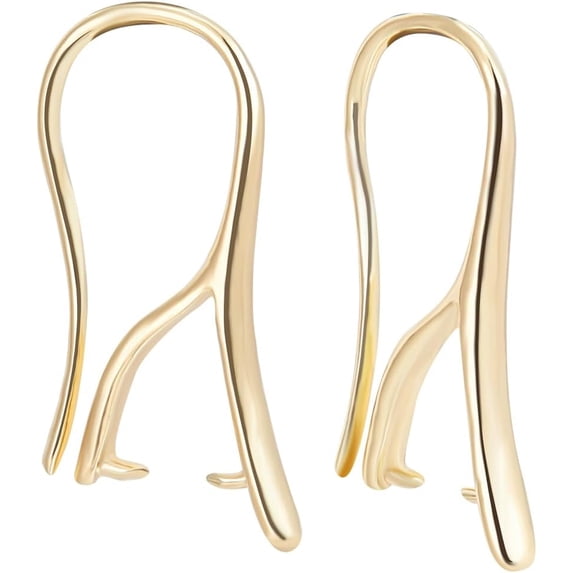 1 Box 30Pcs Earring Hooks with Pinch Bails 14K Gold Plated Brass French Ear Wires with Pendant Clasp for DIY Jewelry Making Findings