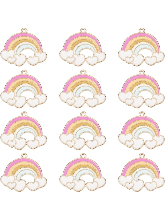 1 Box 30Pcs Enamel Rainbow Charms Rainbow Cloud Love Charm for Jewelry Making Charms Heart Shape Cloud Weather Charm Earring Keychain Supplies Adult DIY Crafting Accessory Mixed Color