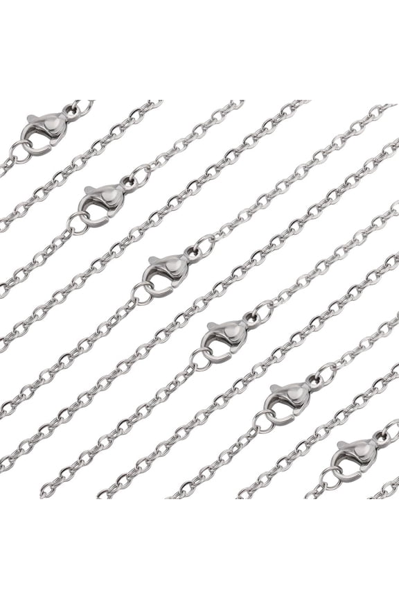 1 Box 30Pcs Flat Cable Chain 304 Stainless Steel 40cm Finished Necklace Chains for DIY Jewellery Making