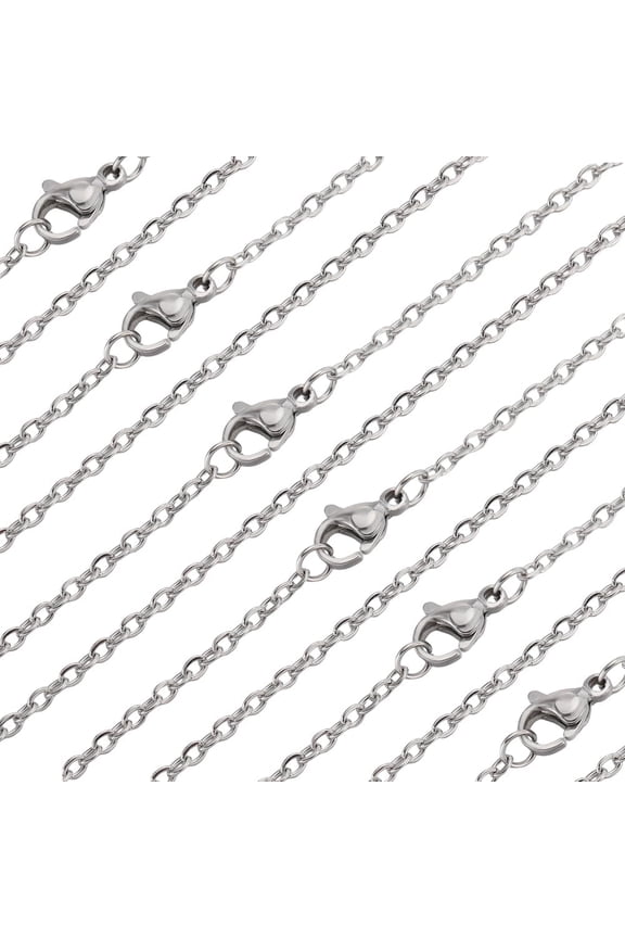 1 Box 30Pcs Flat Cable Chain 304 Stainless Steel 40cm Finished Necklace Chains
