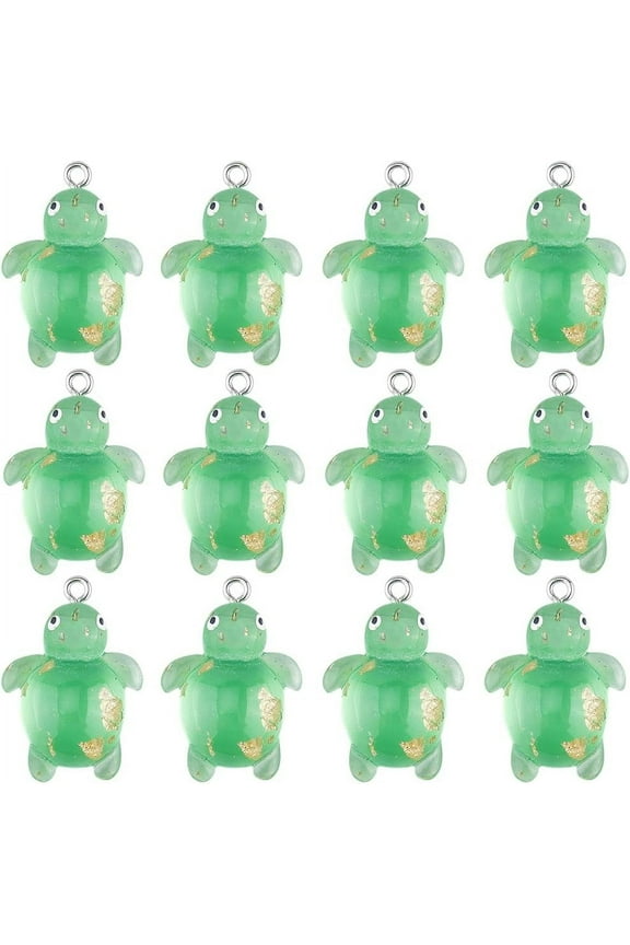 1 Box 30Pcs Green Turtle Charm Turtles Charm Resin Mini Cute Sea Animal Tortoise Flatback Summer Ocean Charm Bulk