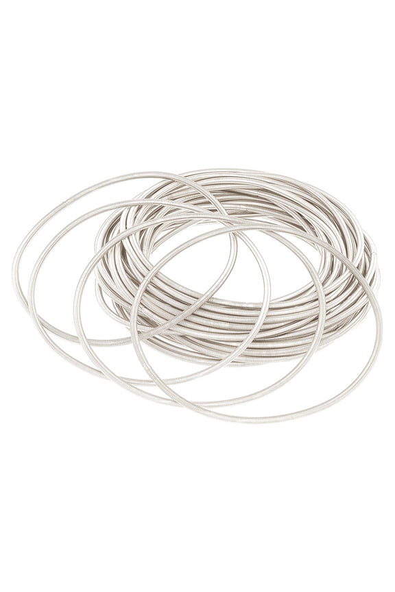1 Box 30Pcs Guitar String Bracelets Bulk 12 Gauge Silver Metal Steel Simple Stackable Spring Strings Memory Spiral Bangle Bracelet Wire Jewelry Making