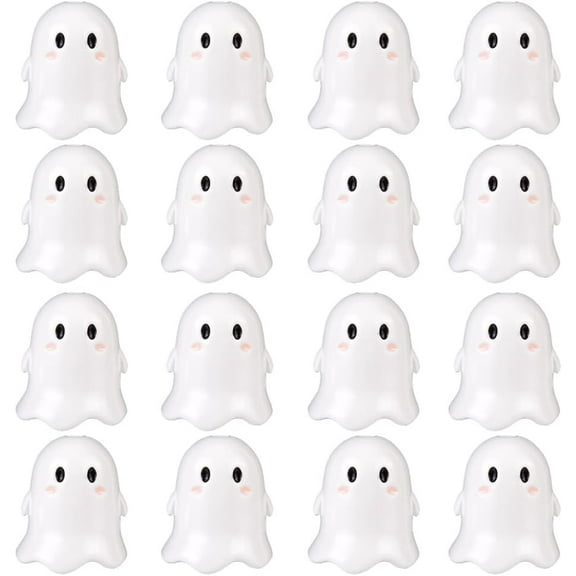 1 Box 30Pcs Halloween Craft Beads Ghost Bead Acrylic Small Opaque Cartoon White Ghost Crafting Jewelry Spacer Loose Beads for Halloween Jewelry Making Bracelets Necklaces Beaded DIY Craft