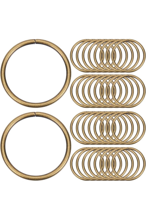1 Box 30Pcs Heavy Duty 38mm Split Key Ring Metal O Rings Buckle Bronze Round Rings Multi Purpose Iron Connector