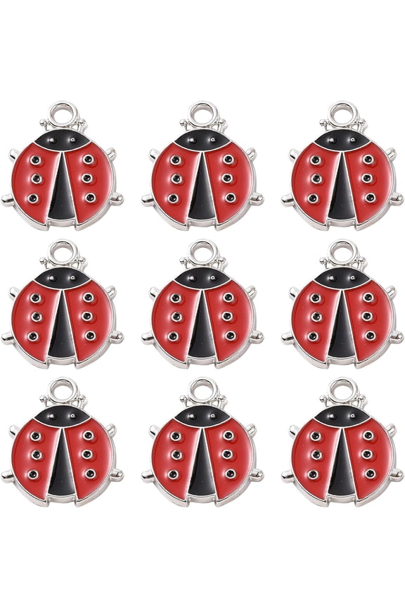 1 Box 30Pcs Ladybug Charms Enamel Lady Bug Charms Bulk Lucky Ladybird Ladybugs Insect Beetles Animals Charms for Jewelry Making Charm Women Adults DIY