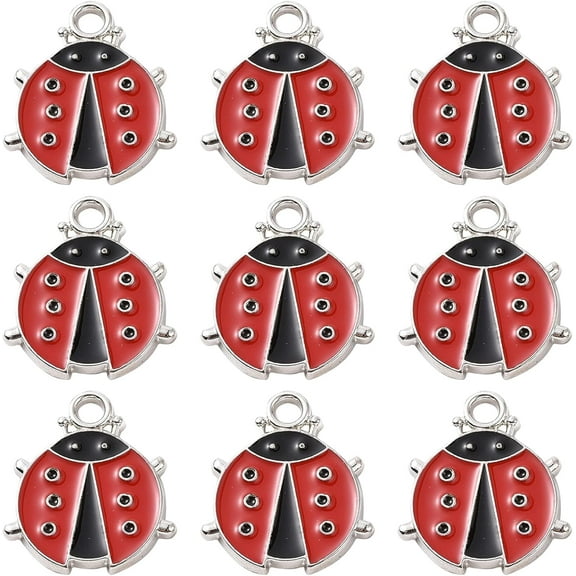 1 Box 30Pcs Ladybug Charms Enamel Lady Bug Charms Bulk Lucky Ladybird Ladybugs Insect Beetles Animals Charms for Jewelry Making Charm Women Adults DIY