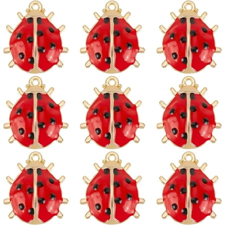 1 Box 30Pcs Ladybugs Charms Ladybug Enamel Charms Bulk Insect Luck Lady Bug Beetles Insects Animal Pendants