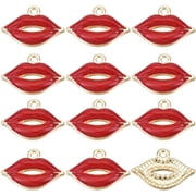 1 Box 30Pcs Lip Charms Bulk Red Charm Lips Mouth Lipsticks Charms Love Festival Gift Kiss Shaped Alloy Enamel Mini Charm
