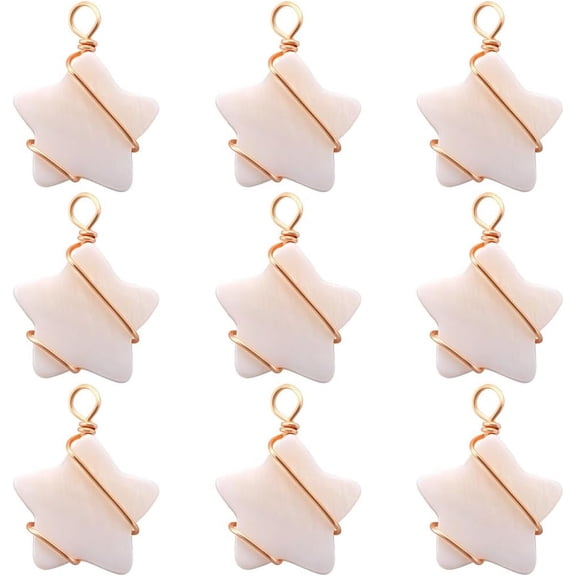 1 Box 30Pcs Natural Freshwater Shell Star Charms 18K Gold Plated Pentagram Pendants Charms DIY Earring Jewelry Making