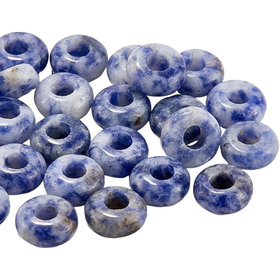 1 Box 30Pcs Natural Stone Rondelle Beads Big Hole Natural Stone Beads Natural Rondelle Shaped Blue White Loose Spacer for Jewelry Making Pen Beading Crafting Accessories Mixed ColorDIY