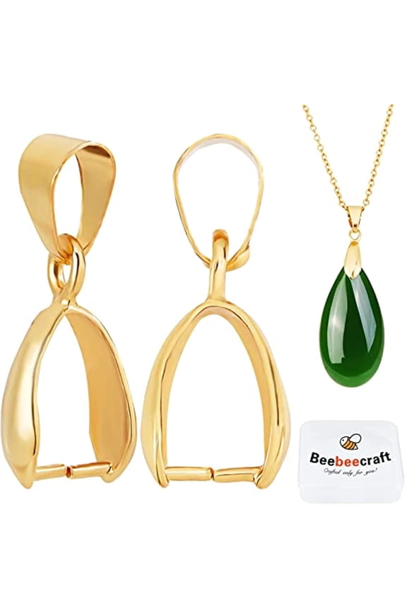 1 Box 30Pcs Pendant Pinch Bails 18K Gold Plated Ice Pick Pinch Bails Dangle Charms Clasps Pendant Connector for Necklace Jewelry Making