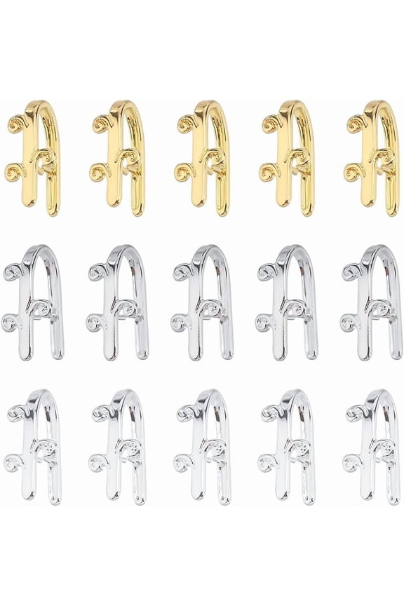 1 Box 30Pcs Pinch Bails Brass Bail Hooks Golden Silver 18mm Bud Shape Pinch Clasp Bails Bulk Snap on Bails Pendant Bail Connectors Ice Pick Pinch Bail Clasps for Jewelry Making Supplies Mixed Color