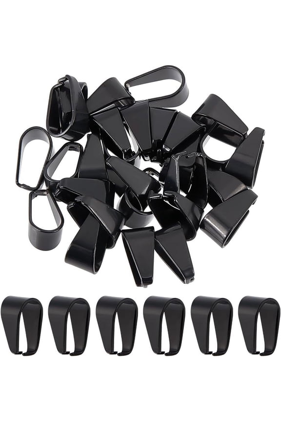 1 Box 30Pcs Pinch Bails Stainless Steel Pendant Bail Black Snap on Bails Slider Pendant Clasp Open Clip Bails Hook Pendant Clasps Necklace Chain Slider Connectors for Jewelry Making Kits DIY