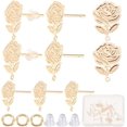 1 Box 30Pcs Real 18K Gold Plated Brass Rose Flower Earring Findings