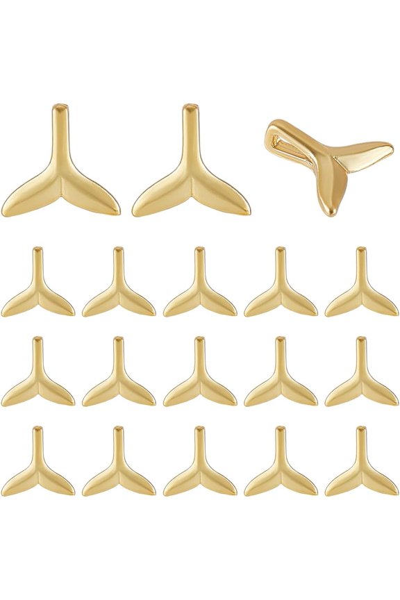 1 Box 30Pcs Real 18K Gold Plated Fish Tail Charms Ocean Animal Charms Metal Summer Sea Whale Dolphin Tails Pendants for Jewelry Making Accessories Crafting DIY Necklace Earring Adult