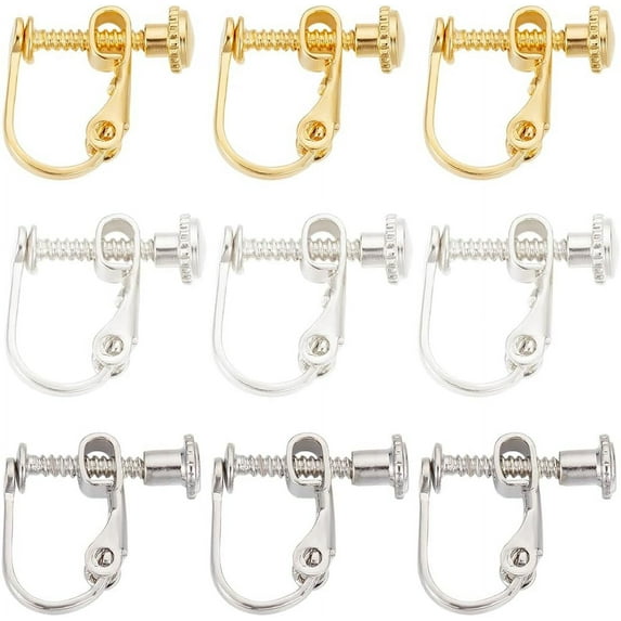 1 Box 30Pcs Screw Earring Clips Earrings Converter Brass Clip on Earring Backs Components Non Pierced Ears Gold Silver Clip Earring Findings for Jewelry Making Supplies DIY Crafts Women