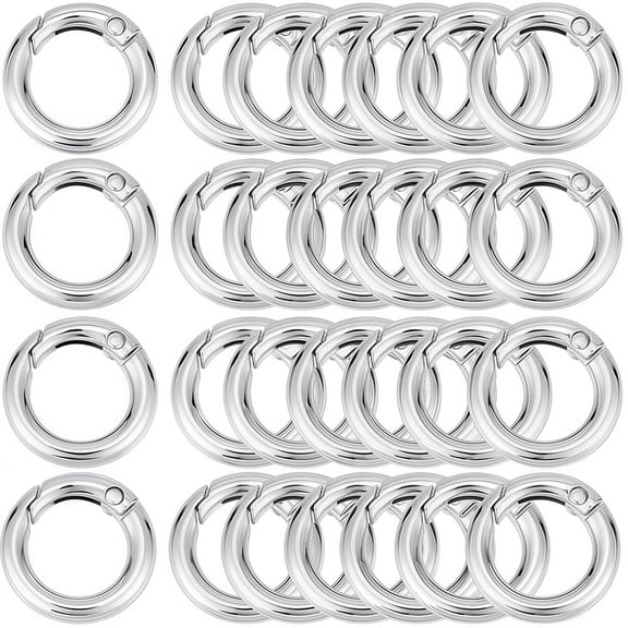 1 Box 30Pcs Silver Spring O Rings Round Carabiner Clip Circle Zinc Alloy Small Smooth Open 20mm Inside Diameter Gate Rings diy
