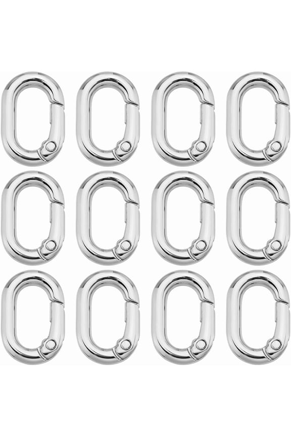 1 Box 30Pcs Silver Spring Oval Rings Purse Ring Clips Small Metal Trigger Snap Hook Carabiners Buckle Clasps Purse Gate Key O Rings Bulk for Jewelry Making Keyring Bag Purse Diy Craft Supply