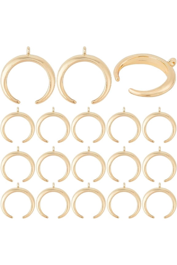 1 Box 30Pcs Small Crescent Moon Charm Charms Moons Celestial Luna New Small Horns Alloy Charm Bulk for Jewelry Making Charms Findings DIY Eid Mubarak Keychain Earring Necklace Bracelet Craft Gold