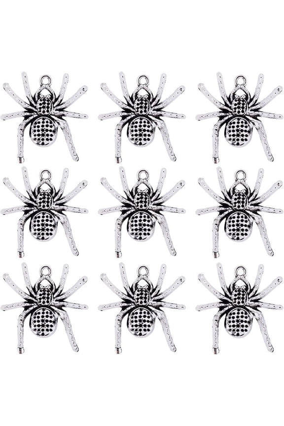 1 Box 30Pcs Spider Charms Tibetan Style Silver Small Spiders Charm Bulk Alloy Metal Insect Charm