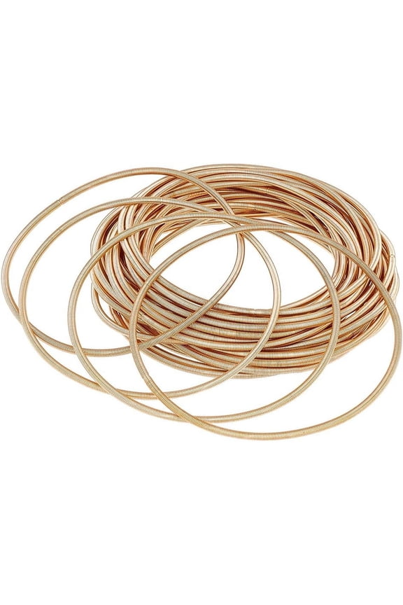 1 Box 30Pcs Steel Wire String Bracelets Bulk 12 Gauge Golden Metal Simple Stackable Spring Memory Spiral Bangle Guitar Strings Bracelets for Jewelry Making Embroidery DIY Crafts Decoration DIY