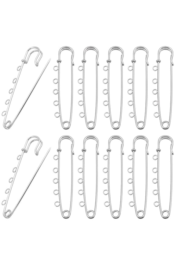 1 Box 30pcs 3.15in Silver Kilt Pins Safety Brooch Kilt Pins Iron Metal Fastener Decoration Brooch Blankets Pin Findings with 5 Loops