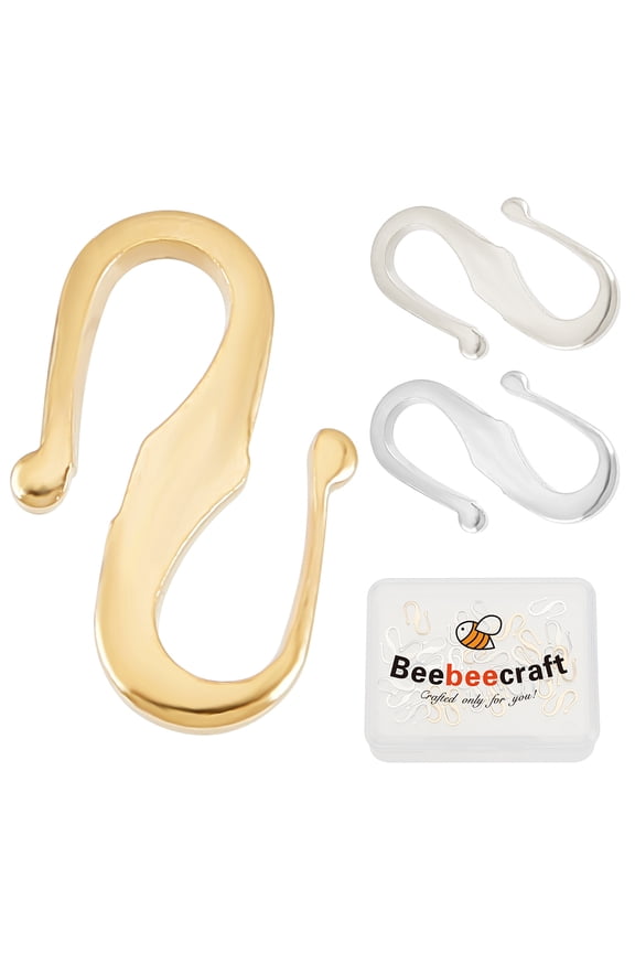1 Box 30pcs Real 24K Gold Plated Brass S Hook Clasps 925 Sterling Silver Plated Mini S-Shaped Hook Connectors Wire Hanger Jewelry Findings for DIY Jewelry Necklace Bracelet Making
