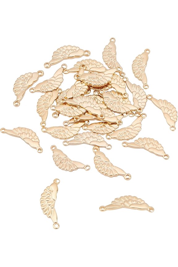 1 Box 30pcs Wings Links Stainless Steel Charms Connectors Angel Wings Charms Links for Earrings Bracelets Necklace DIY Making Jewelry Making Accessories Golden Color Hole 0.9 mm