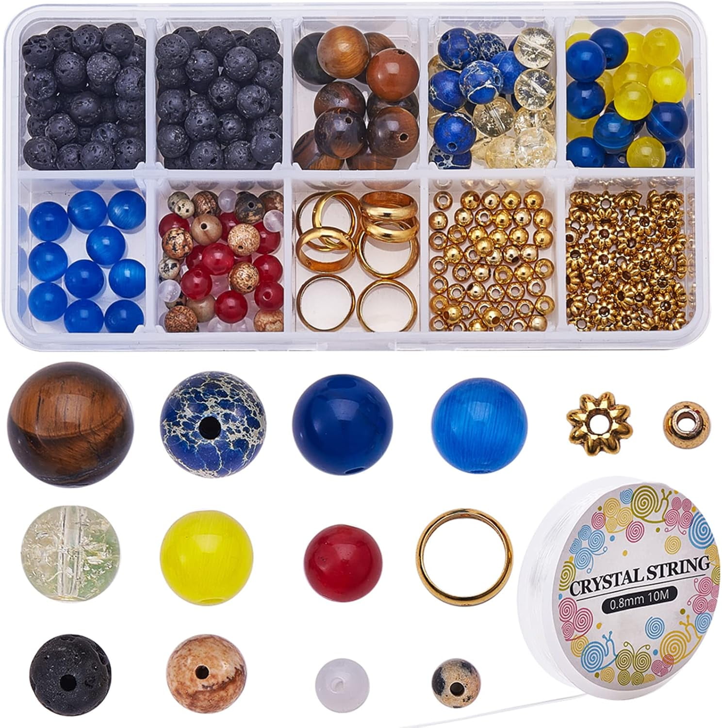 1 Box 310Pcs DIY Multilayer Solar System Bracelet Making Kit Natural Gemstone Universe Galaxy Nine Guardian Planets Necklace Beading Christmas Bracelet Jewelry Making Starter Craft Supplies