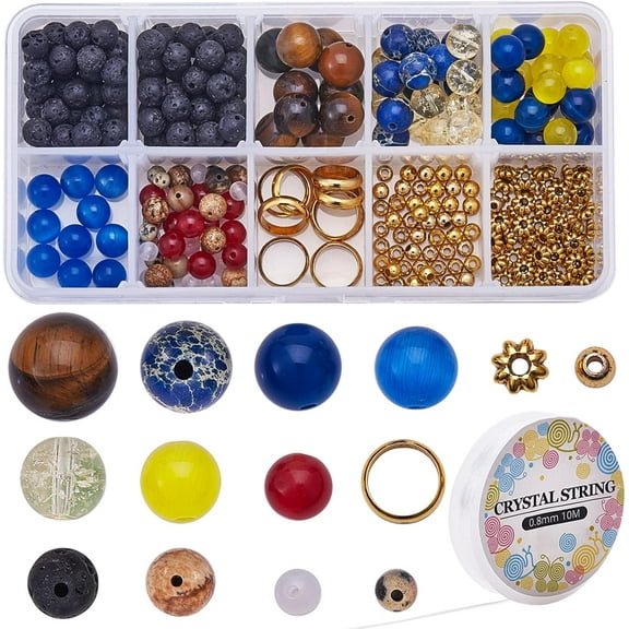1 Box 310Pcs Multilayer Solar System Bracelet Making Kit Natural Gemstone Universe Galaxy Nine Guardian Planets Necklace Beading Christmas Bracelet Supplies for diy making