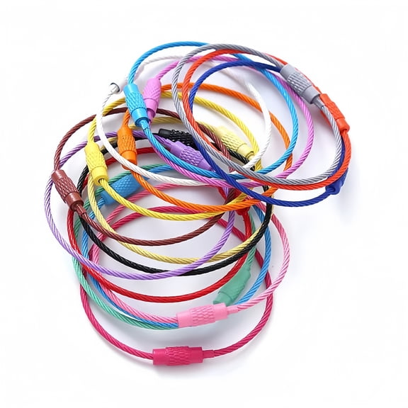 32 Pack 6" Stainless Steel Key Rings, Colorful Wire Keychains for Luggage, Keys, Tags (Multi-Color)