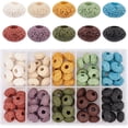 thumbnail image 1 of 1 Box 320 Pcs Natural Lava Bracelets Making kit Including 200 Pcs Black Lava Beads 120 Pcs Tibetan Style Alloy Spacer Beads 11 Yds Elastic Thread Volcanic Lava Stone Rock Beads for Jewelry Making, 1 of 8