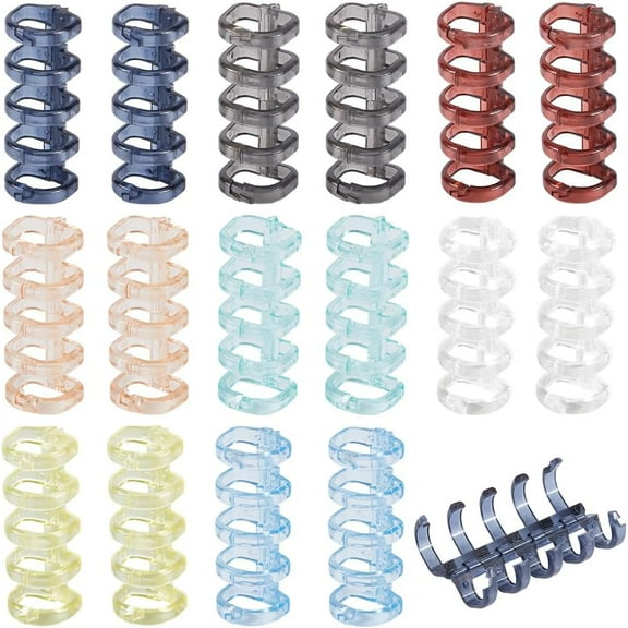 1 Box 32Pcs 8 Colors 5 Ring Plastic Loose Leaf Binder Rings Book Binding Spiral Rings Binding Spines Combs Snap Split Hinged Clamp for DIY Travel Diary Scrapbook Notebook Photo Album Colorful