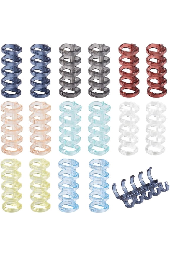 1 Box 32Pcs 8 Colors 5 Ring Plastic Loose Leaf Binder Rings Book Binding Spiral Rings Binding Spines Combs Snap Split Hinged Clamp for Travel Diary Scrapbook Notebook Photo Album colorful DIY
