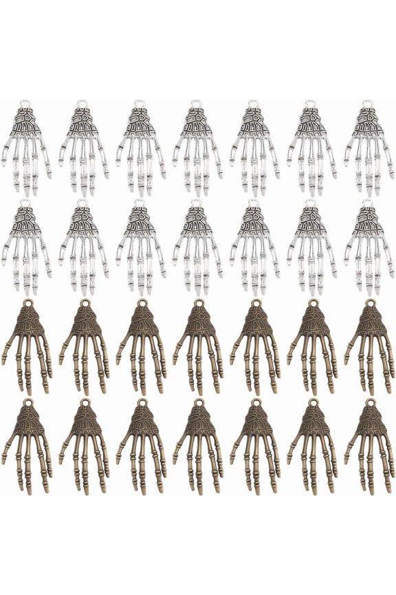 1 Box 32Pcs Hands Charms Hand Charms Alloy Pumpkins Punk Horror Rock Bone Claw Charm for DIY Making