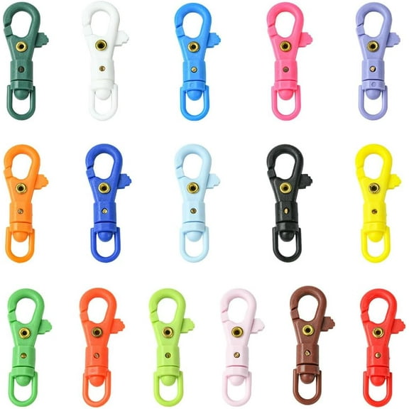 1 Box 32pcs 16 Colors Plastic Lobster Clasps Keychain Lanyard Hook Colorful Large Swivel Key Chain Trigger Clips Buckle Bulk for Jewelry Keychain Making Hanging Gifts DIY Crafting Supply Colorful