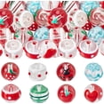 thumbnail image 1 of 1 Box 32pcs Christmas Glass Lampwork Beads Glass Holiday Beads Large Assorted Red Green Hand Painted Winter Loose Spacer Bead, 1 of 6