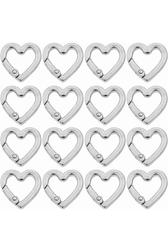 1 Box 32pcs Heart Spring O Rings Small Spring o Rings Silver Heart Shaped Trigger Spring Fastener Pursue Buckle Rings Carabiner Bulk For Keychain Lanyard Bags Diy Crafts Supplies Strap Craft Platinum